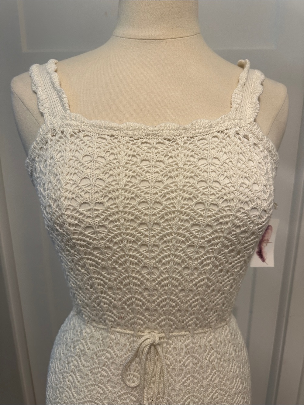 Jessica Simpson White Crochet Tie-Waist Mini Dress - Picture 6 of 8